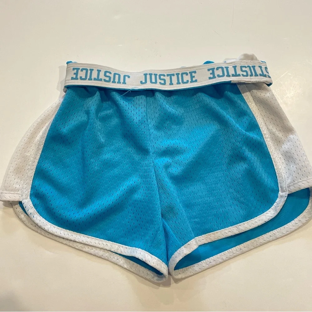 Justice Blue and White Athletic Shorts